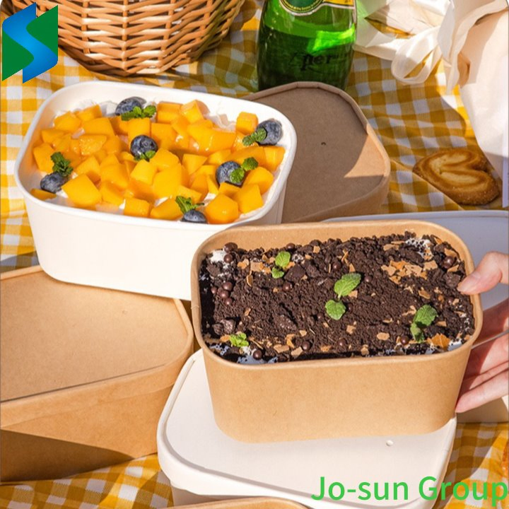 Brown Paper Square Bowl Disposable Lunch Box Rectangular Lunch Box Takeout Packed Light Picnic Tableware