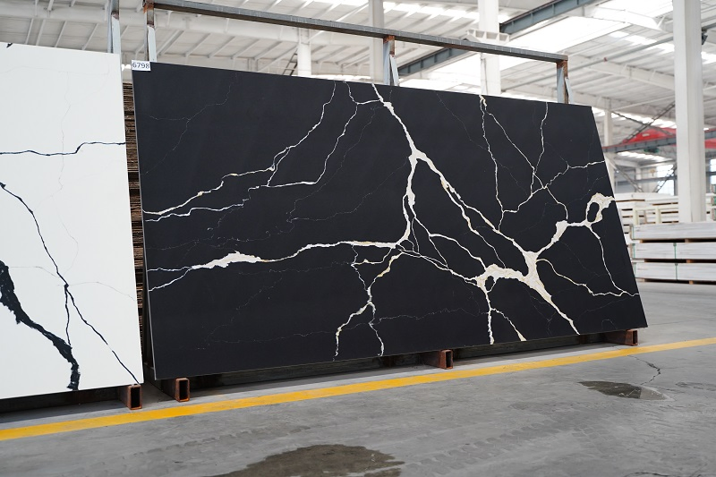 Horizon Quartz Stone Slabs for Countertops Calacatta Maquina Black