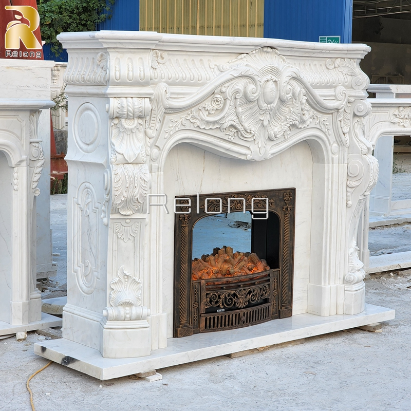 Home Decorative Natural Modern Stone Marble Mantel Fireplace
