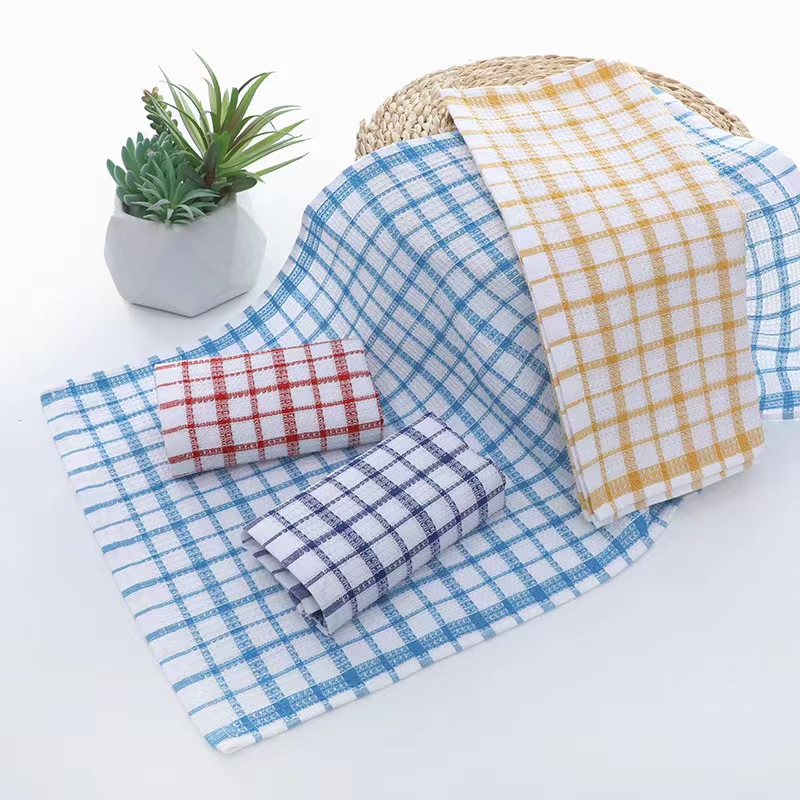 38*64 Cm 55 Gram/Piece Check Stock Ready Cotton Terry Tea Waffle Woven Cloth Cleaning Kitchen Dish Towels