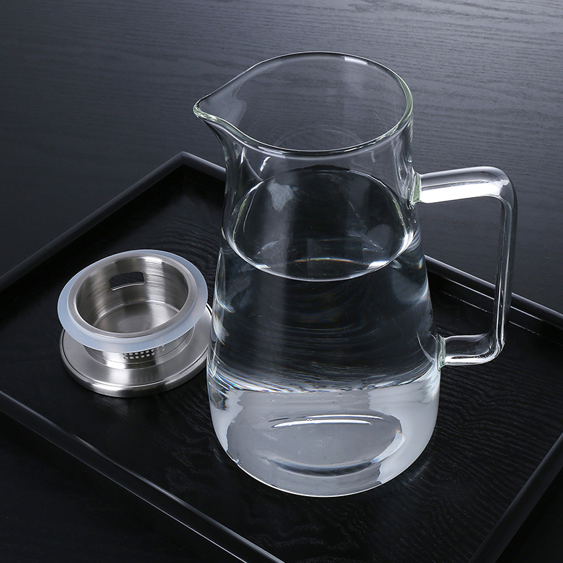 1500ml 1800ml High Borosilicateheat Resistant Cooling Tea Kettle Glass Water Pitcher Set