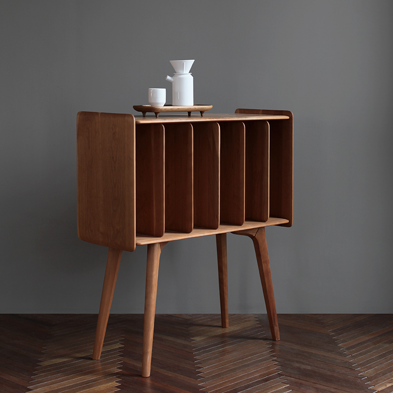 Стеллаж книжный скандинавский орех вишня для винила