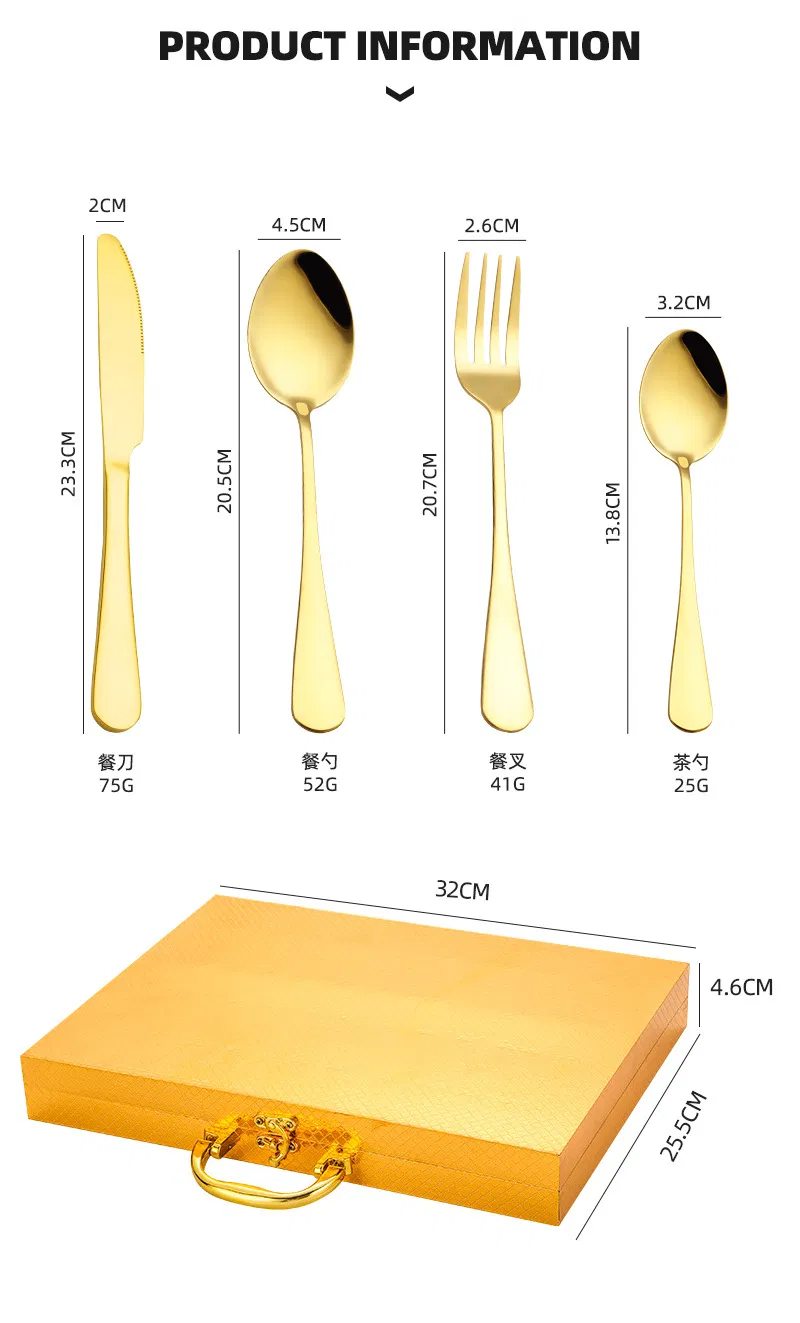 Cutlery Set Knife Fork Spoon Cutlery 24PCS Flatware Sets Stainless Steel Set Gold Silverwaret for Wedding