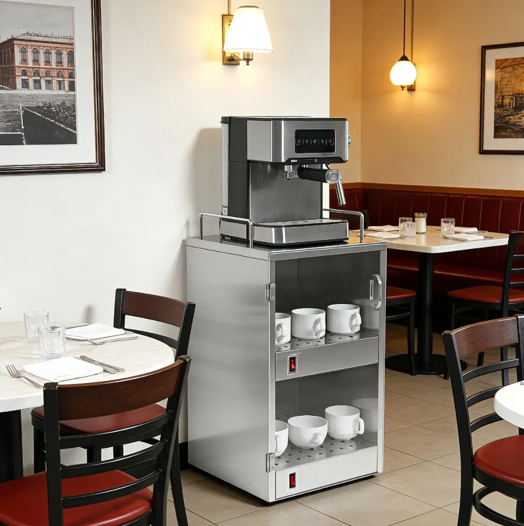 Stainless Steel Cup Warmer Cabinet with Coffee Machine Platform