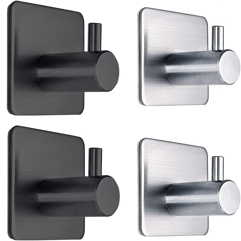 Hot Sales SUS304 Metal Heavy Duty Adhesive Wall Mount Bathroom Hooks for Hanging & Wall Orgainzation Waterproof Oil Proof
