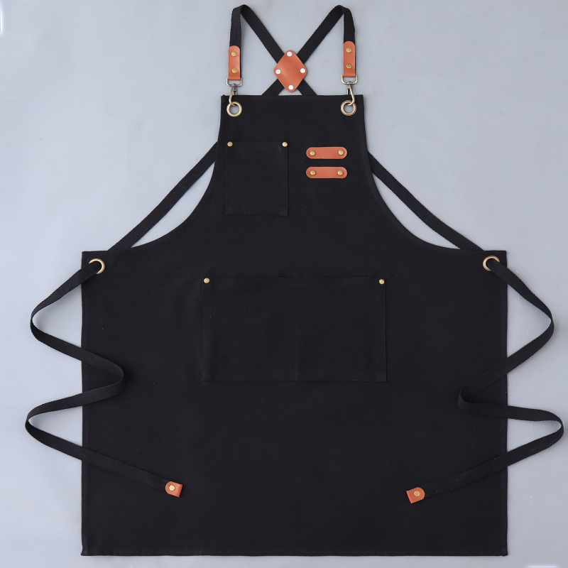 Chef Uniform Bib Kitchen Denim Apron Barber Denim Aprons Men Work Apron with Tool Pockets for Cooking and Baking