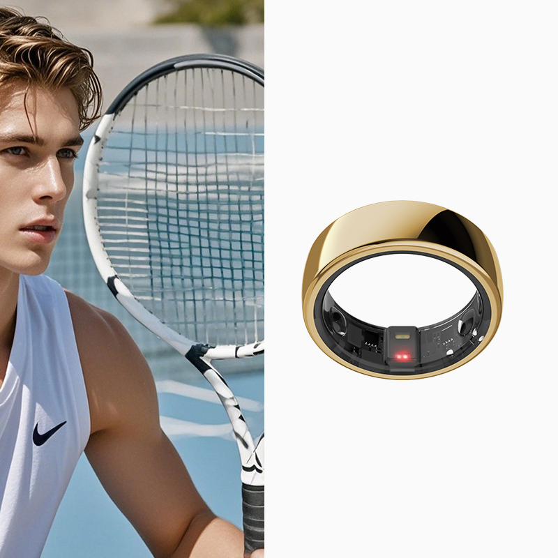 Rose Gold Sports Vibration Health Heart Rate Sleep Blood Oxygen Sugar ECG Smart Ring Remote Control for Women and Man
