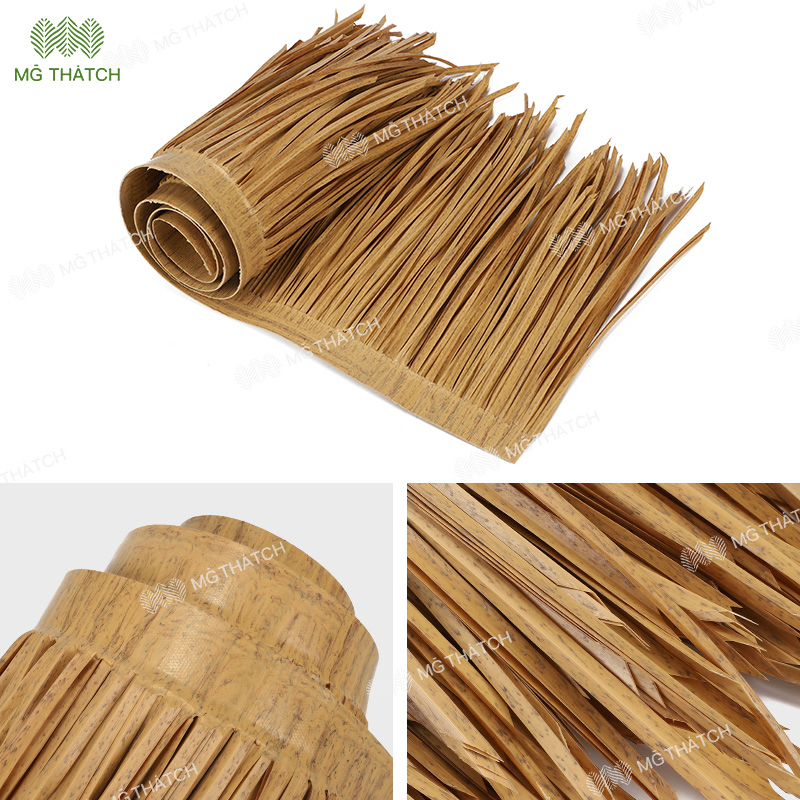 Anti UV Synthetic Thatch Straw Roll Fireproof Artificial Thatch Roll for Beach Resort Hotel Roof Decoration
