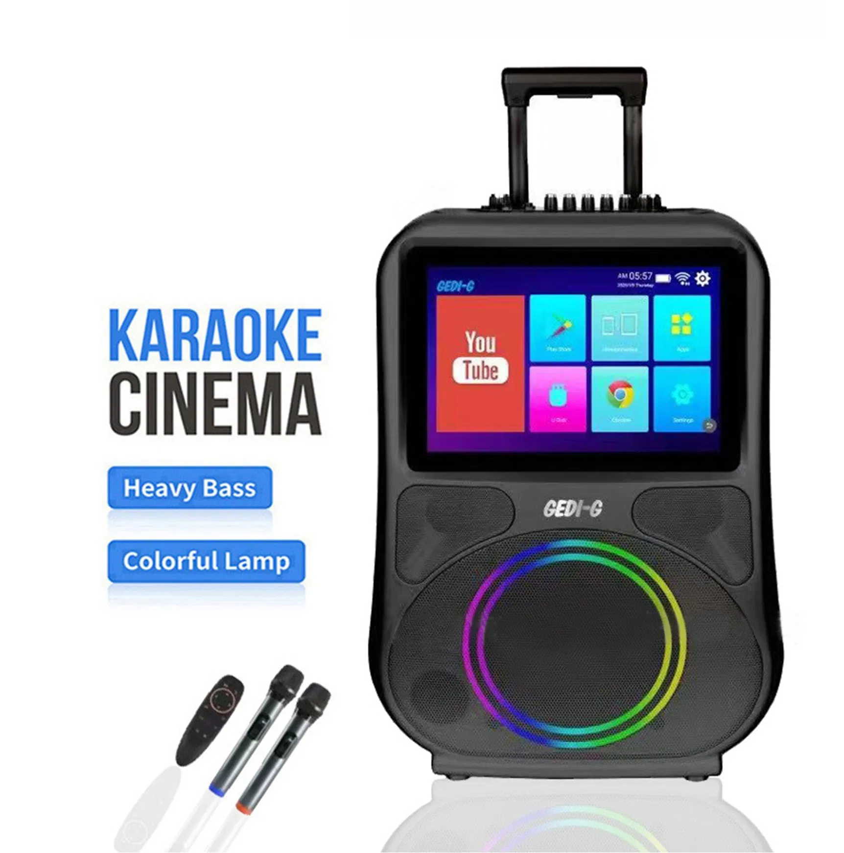 Amplifier Trolley Speaker Android Touch Screen WiFi Bluetooth USB TF MP3 Cinema Karaoke Speaker