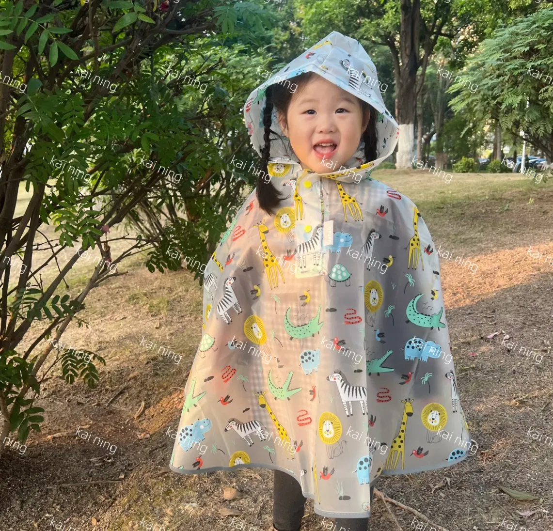 Lightweight Kids Rain Poncho Reusable Toddler Raincoat Waterproof Girls Rain Jacket
