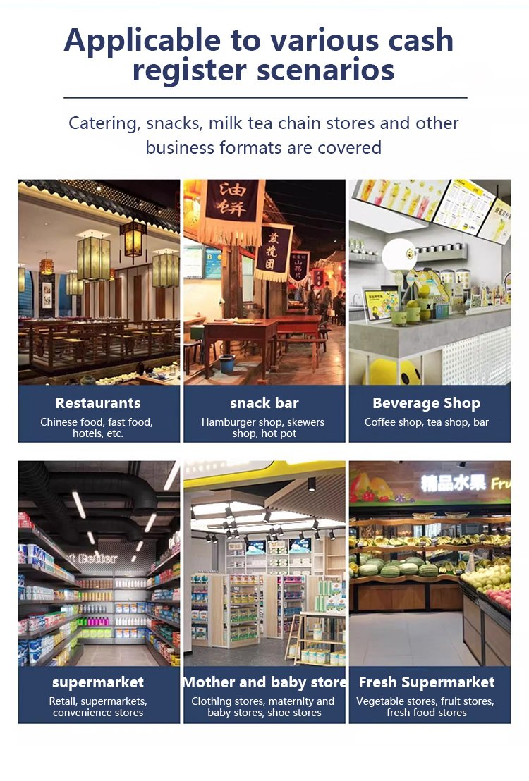 15.6inch Touch Screen Self-Service Payment Kiosk POS System Cash Register Terminal Restaurant Othering POS Machine with 80 Thermal Printer Barcode Scanner