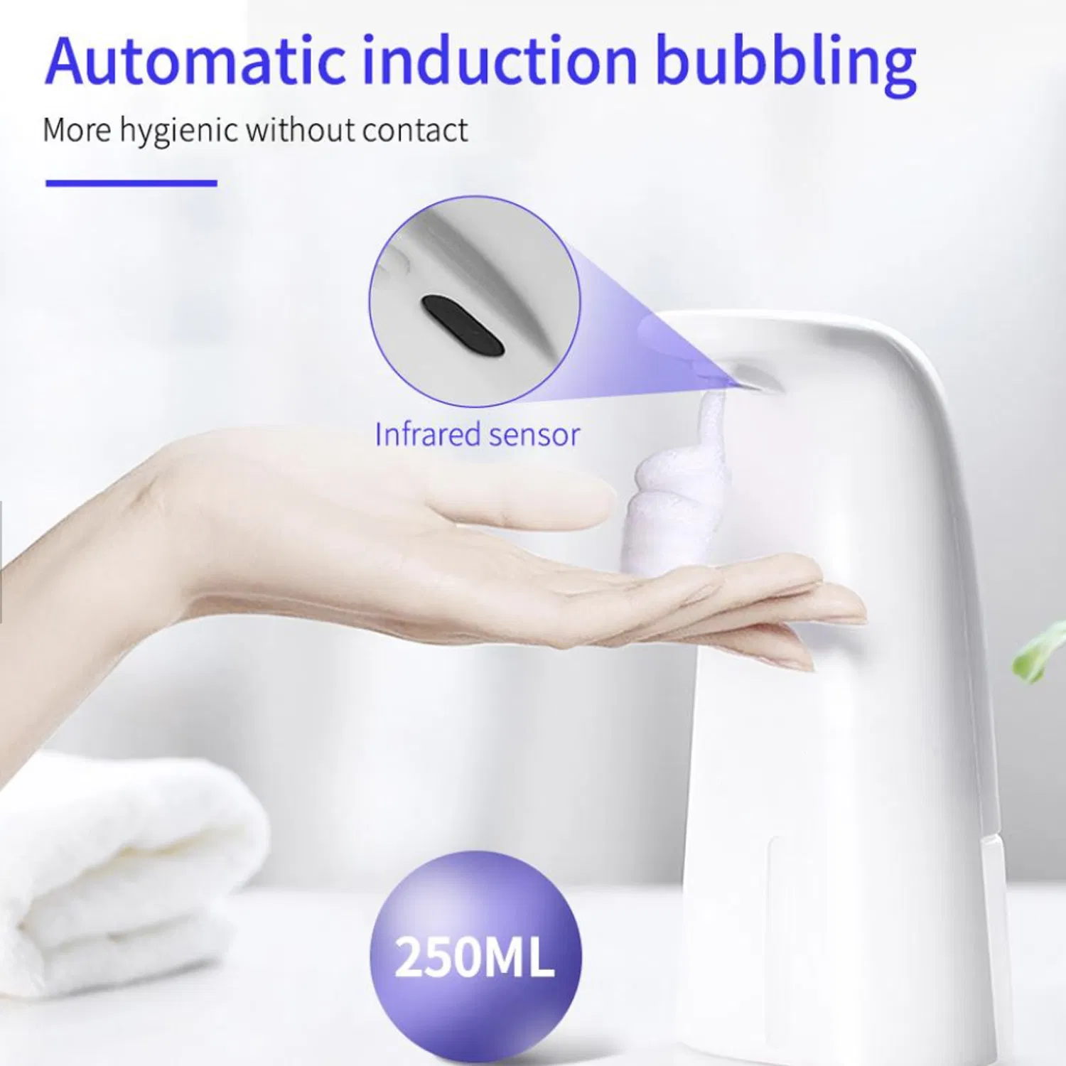 More Convenient Plastic Touchless Foam Automatic Soap Dispenser for Bathroom Kitchen Toilet