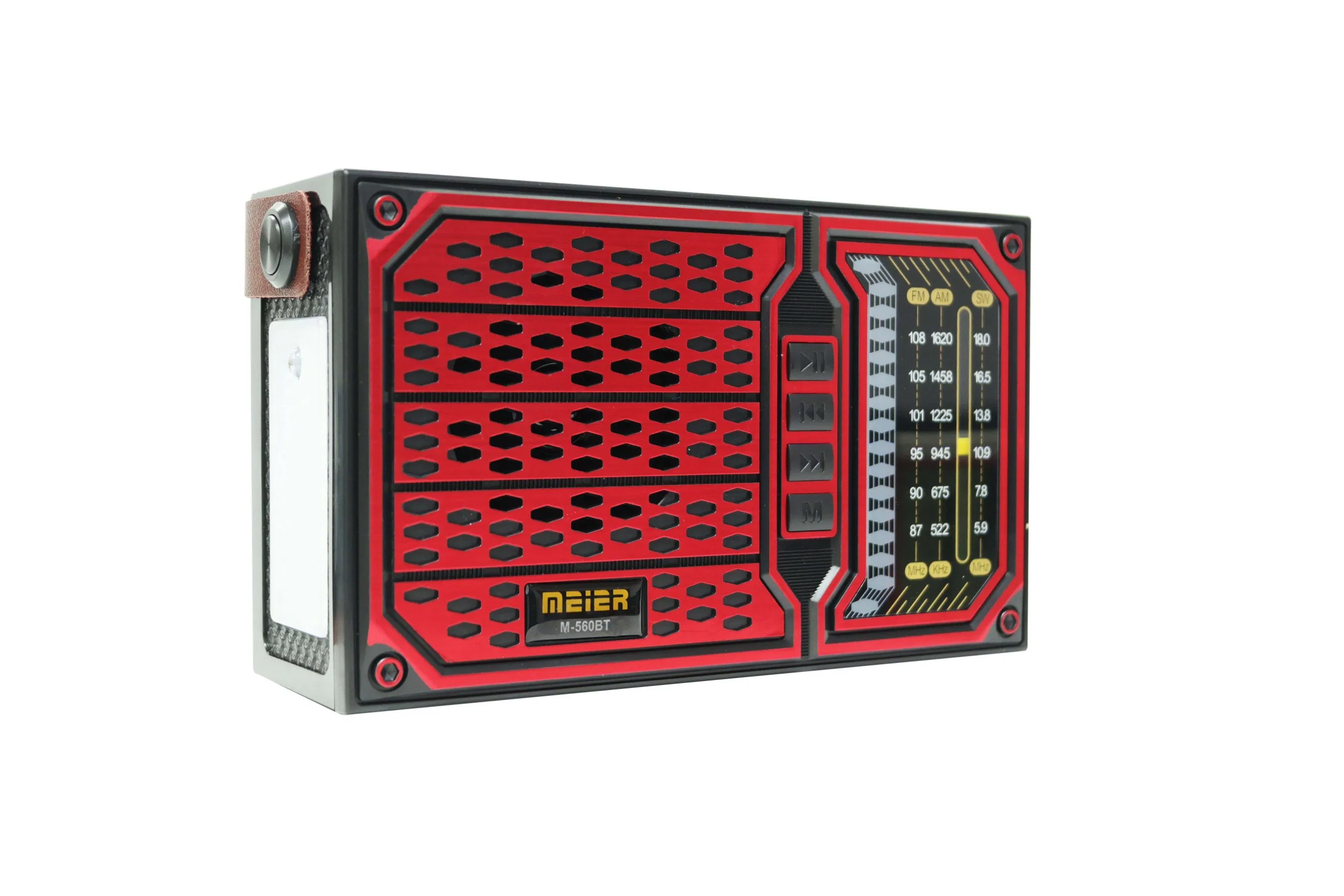 Radio-Cassette-Recorderportable 3-Band Am FM Sw Radio, TF Card and MP3 Player, Rechargeable Speaker, Bluetooth Retro Design, Flashlight Function Meier M-560bt