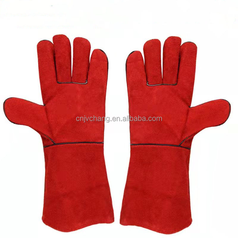 Food Grade Cowhide Cotton Heat Resistant Gloves BBQ Oven Mittens for Baking