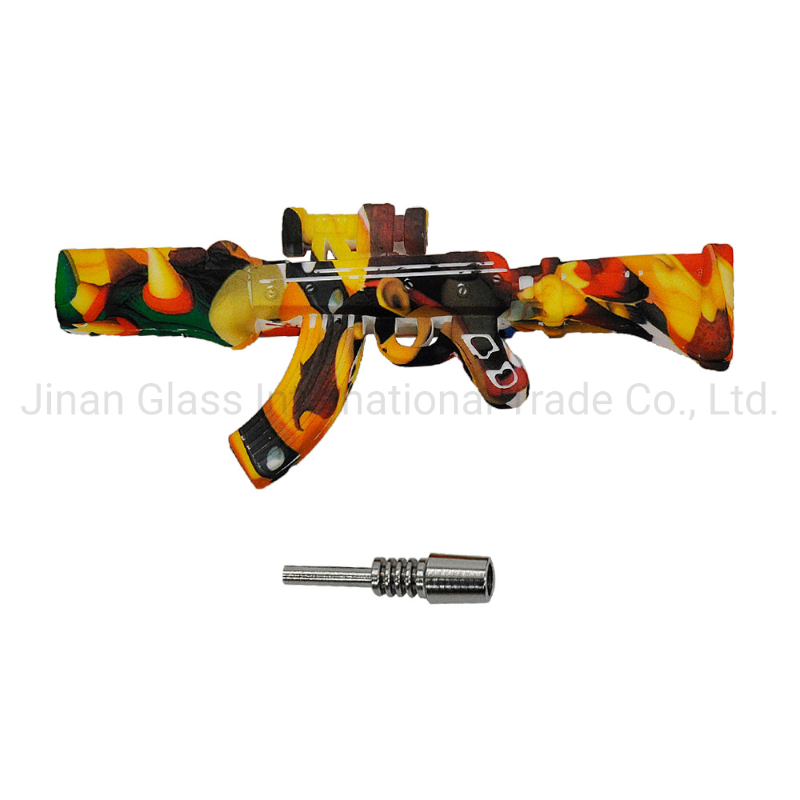 Gun Shaped Water Transfer Printing Silicone Smoking Water Pipe