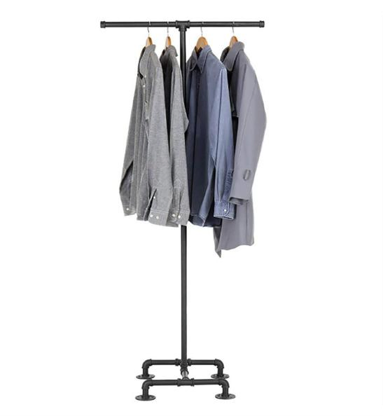 Industrial Water Pipe Coat Rack Floor Hanger Simple Bedroom Household Clothes Bag Rack