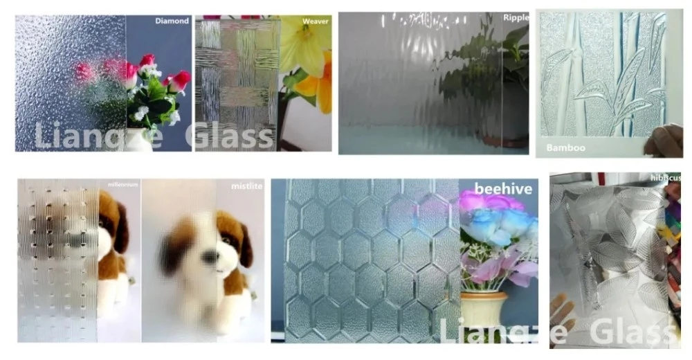 3/4/5/ 6mm Clear Rolled Figured Patterned /Tempered Decorative Glass for Window/Shower Room