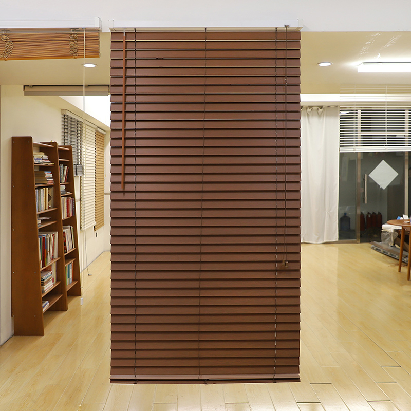 Dark Brown Color Wooden PVC Venetian Blinds Classic Style Custom Color and Size