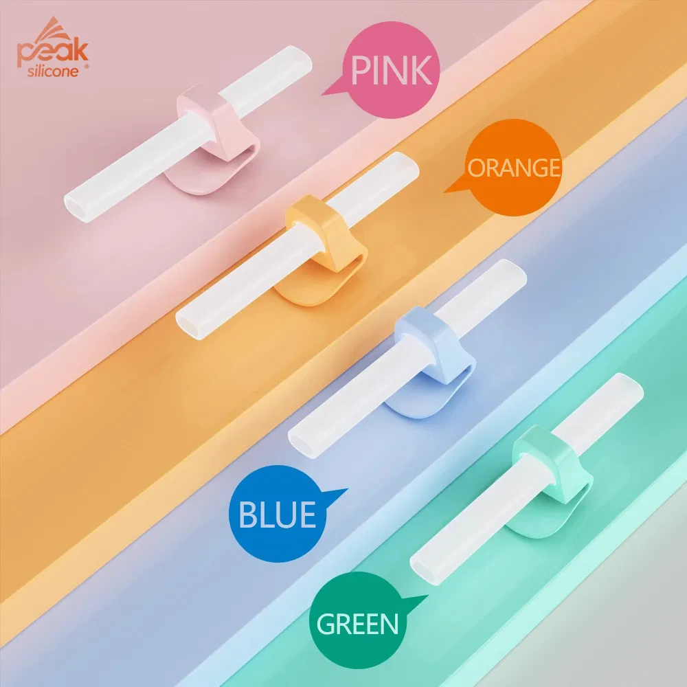 Custom Silicone Straw for Kids Food Grade Silicone Safety Drinking FDA Heat-Resistant Baby Straw for Complementary Foods