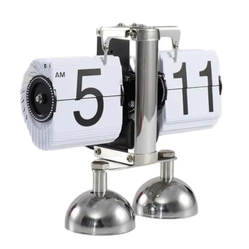 Wholesale 1PC Stainless Steel Flip Automatic Page Flipper Desk Table Clocks Home Decor