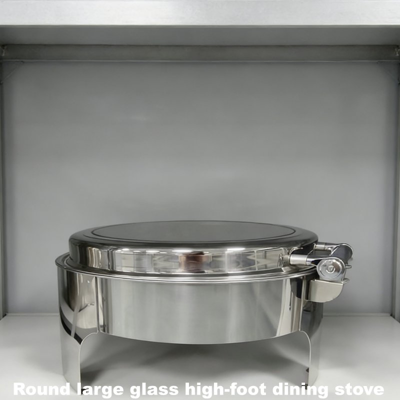 Contemporary Round Glass Dining Stove with Elevated Foot Structure