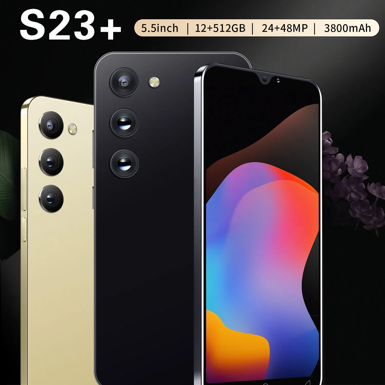 New Smart Phone Model S23+ Optional Edge Curved Screen Upto 1GB ROM Android Mobile Phone OEM/ODM Ready in Stock