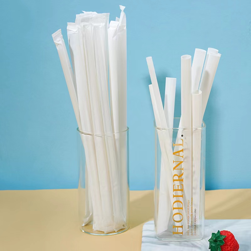White Clear Color Straight Plastic Free Cornstarch Compostable PLA Drinking Straw