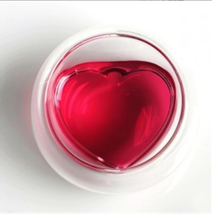 50ml Heat Resistant Heart Shape Double Wall Clear Glass Coffee Cup