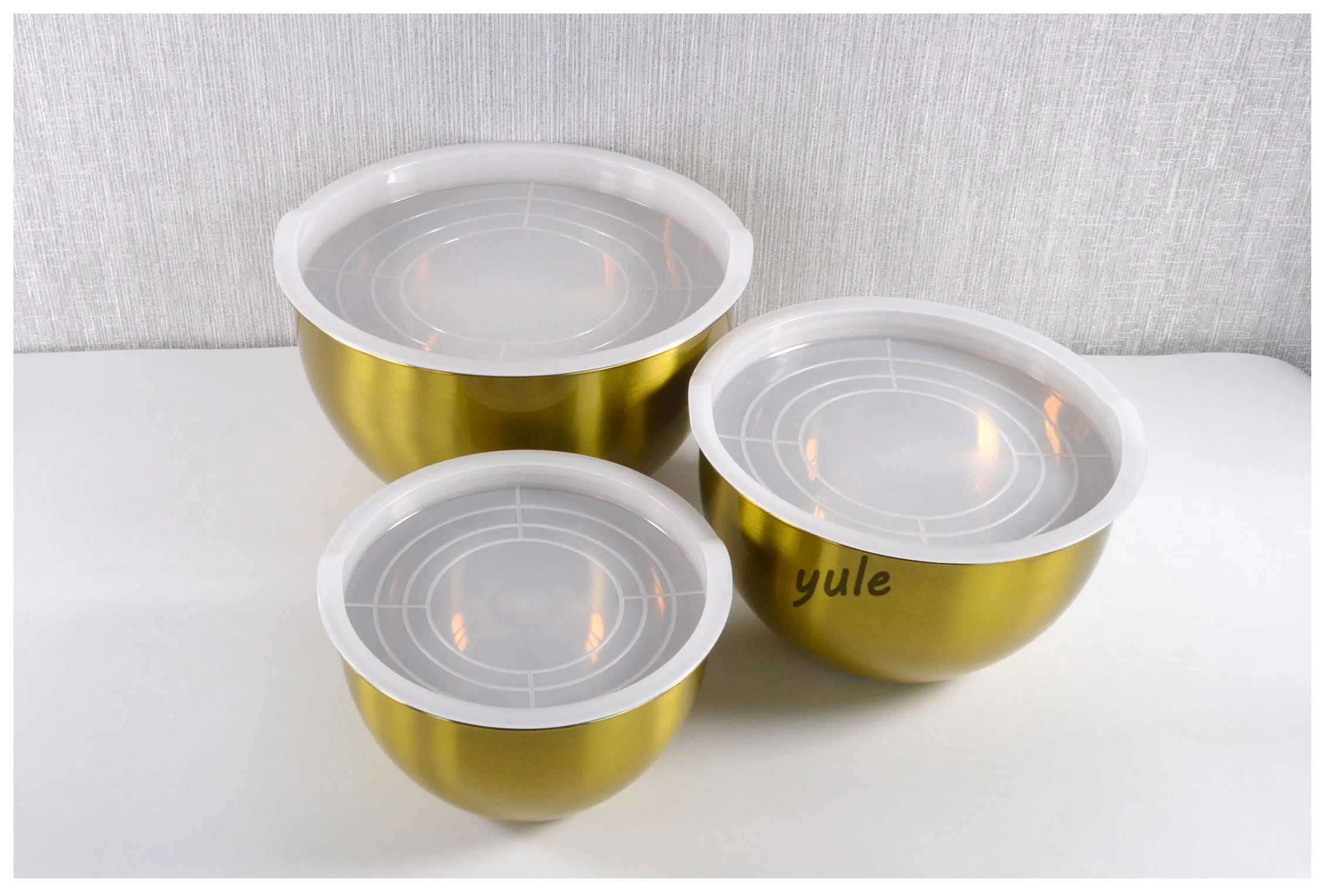 European Hot Sale Stainless Steel Nesting Mixing Bowl for Kitchenware Luxury Golden