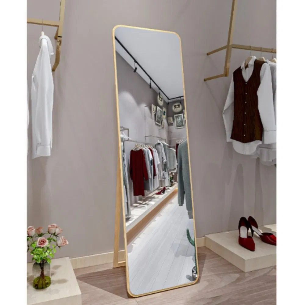 Foldable and Retractable Wooden Clothing Store Floor-Standing Full-Length Mirror
