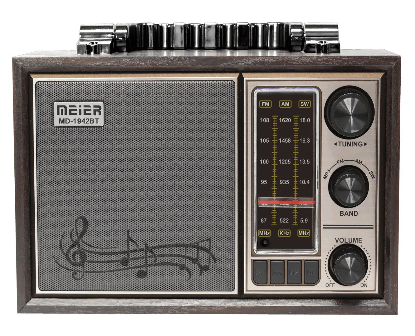 Meier M-1942BT Portable 3 Band Am FM Sw, Consumer Electronics Electric Portable Audio Kit, Loud Volume, Wireless Connectivity, TF Card and MP3 Player, Recharge