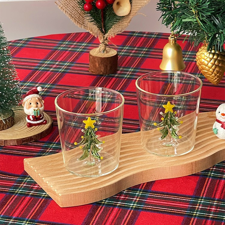 Creative Christmas Tree Shape Juice Glass for Milk Juice Wine