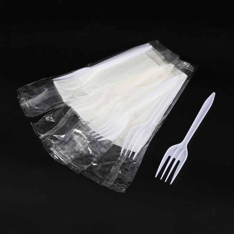 Plastic Spoons Heavy Duty White PP Cutlery Set with Napkin