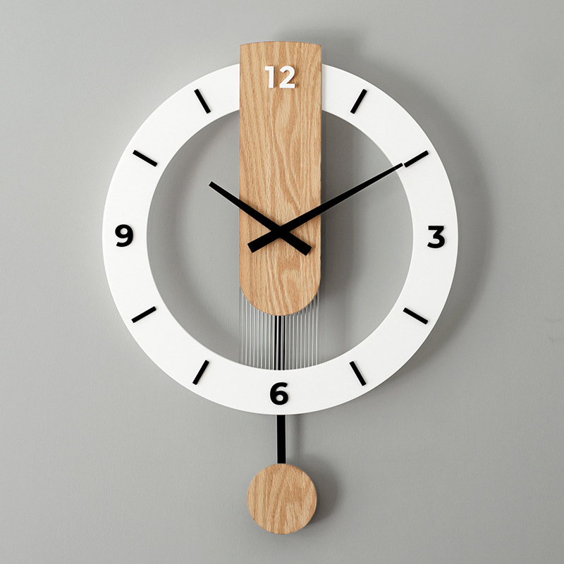 Simple Wall Clock, Nordic Modern Solid Wood Mute Swing Clock, Wall Watch