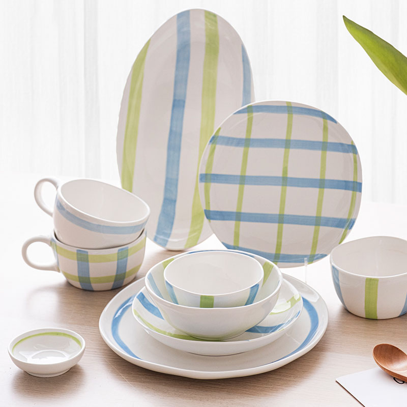 Handpainted Nordic Tableware Plates Sets Dinnerware Classic Dishes Sets