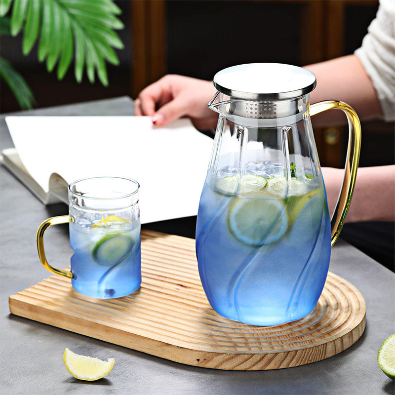 Heat & Cold Resistant Water 1, 5 Lit Glass Jug with Cups for Dirinking Water Jug