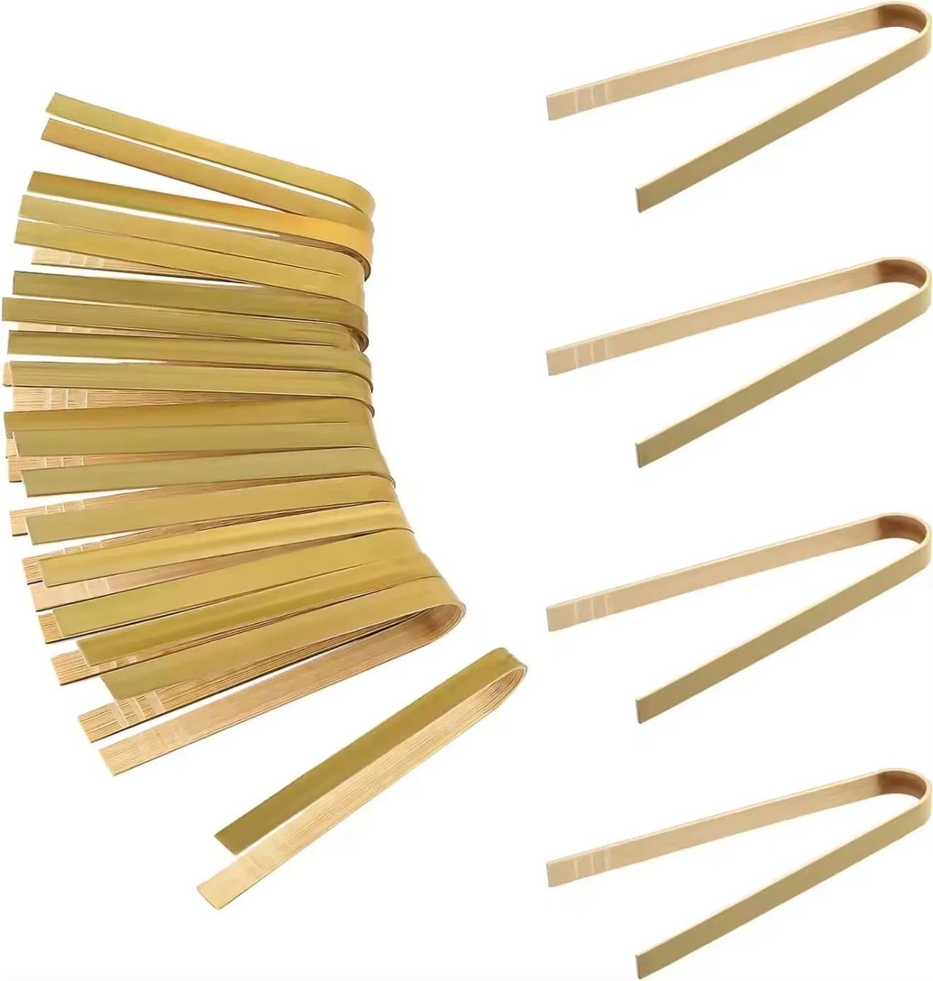 Naturally Eco-Friendly Bamboo Kitchen Utensils Cooking Toast Bread Pickles Gripper Bamboo Tea Tongs Wood Food Serving Clips