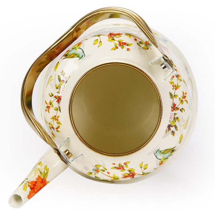 Enamel Teakettle with Handle Floral Ceramic Teapot for Stovetop No Whistle
