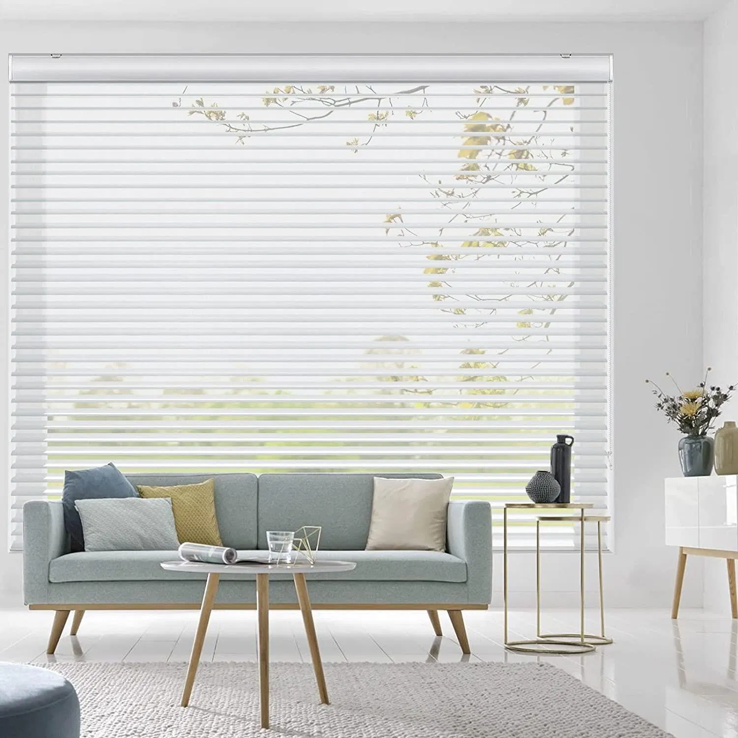 Smart Light Filtering Polyester 3-Layer Shangri-La Blind Triple Shade for Living Room