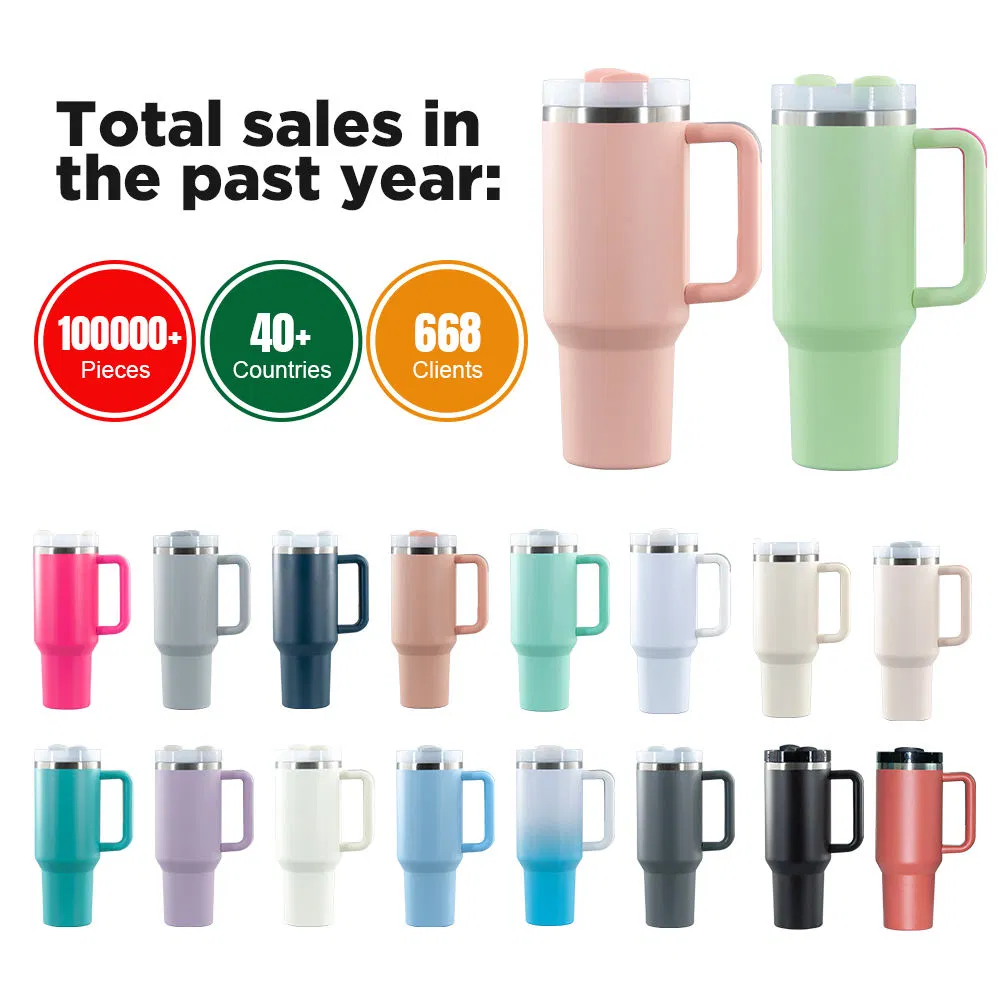 40oz Hot Selling Double Wall Stainless Steel Morden Style Insulated Cup Travel Coffee Tumbler with Lid and Handle