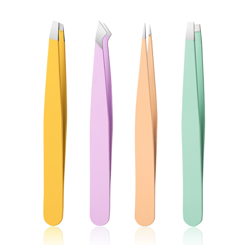 Multicolor Tweezers Kit Mirror Case Detailed Makeup Tool