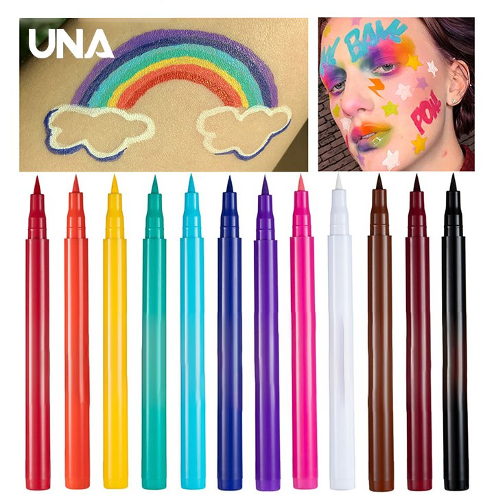 Waterproof 12 Color Liquid Eyeliner Pencil DIY Paintings Eyeliner Easy to Wear Colorful White Yellow Blue Eye Liner Pen Makeup