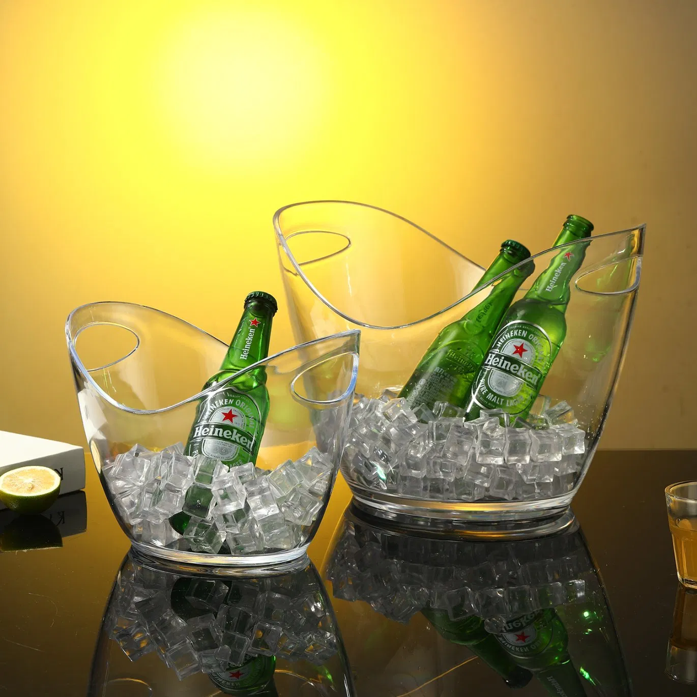 4L 8L Large Capacity Plastic Clear Transparent Beer Champagne Wine Storage Ice Bucket