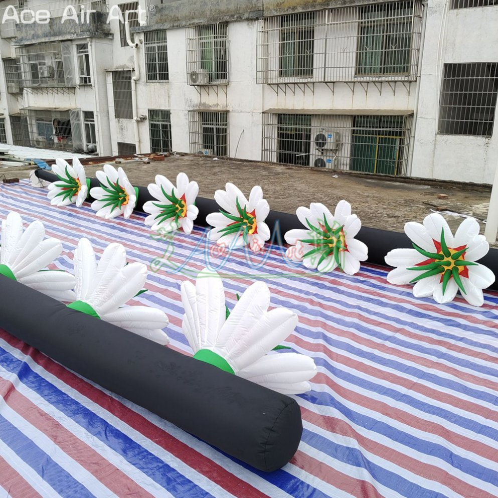 Giant Inflatable Flower Strip with Lighting for Night Outdoor Music Event