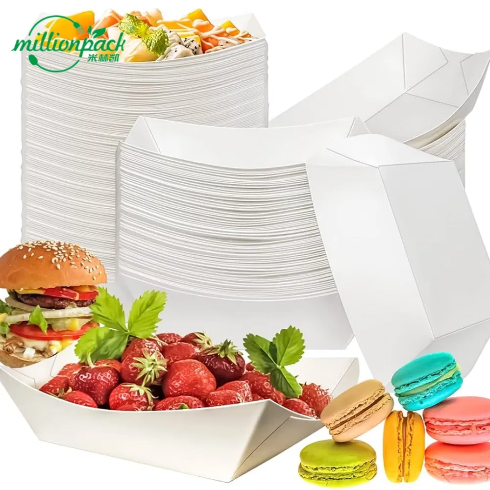 Sturdy Kraft Paper Boat Tray for Loaded Fries BBQ Platters Food Service