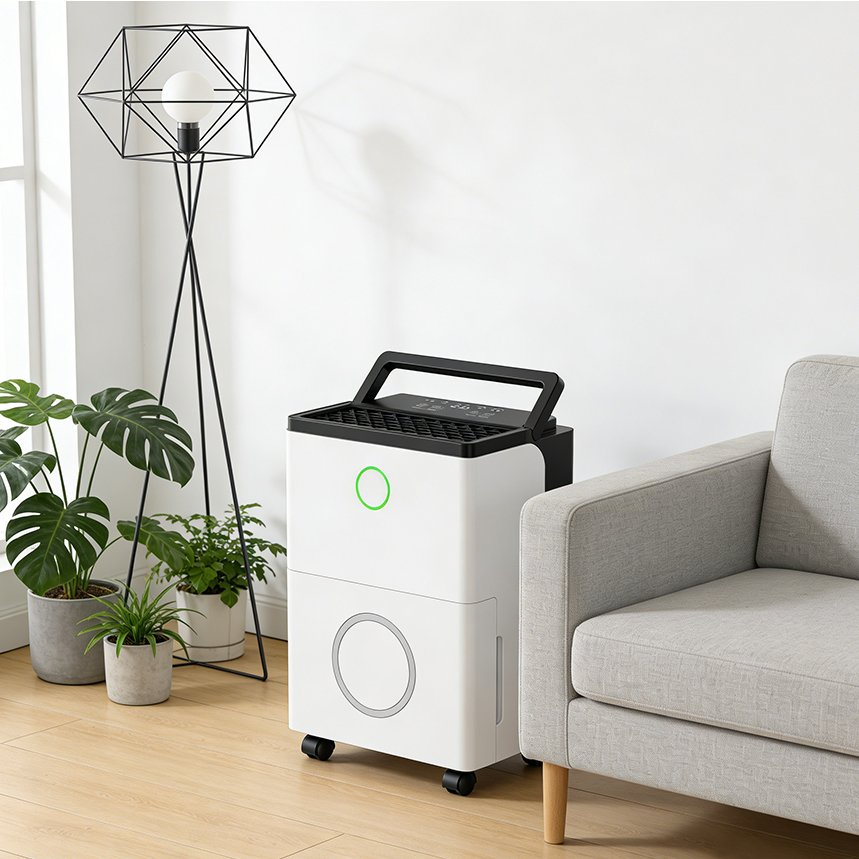 Quiet Portable Dehumidifier with LED Display and Touch Control