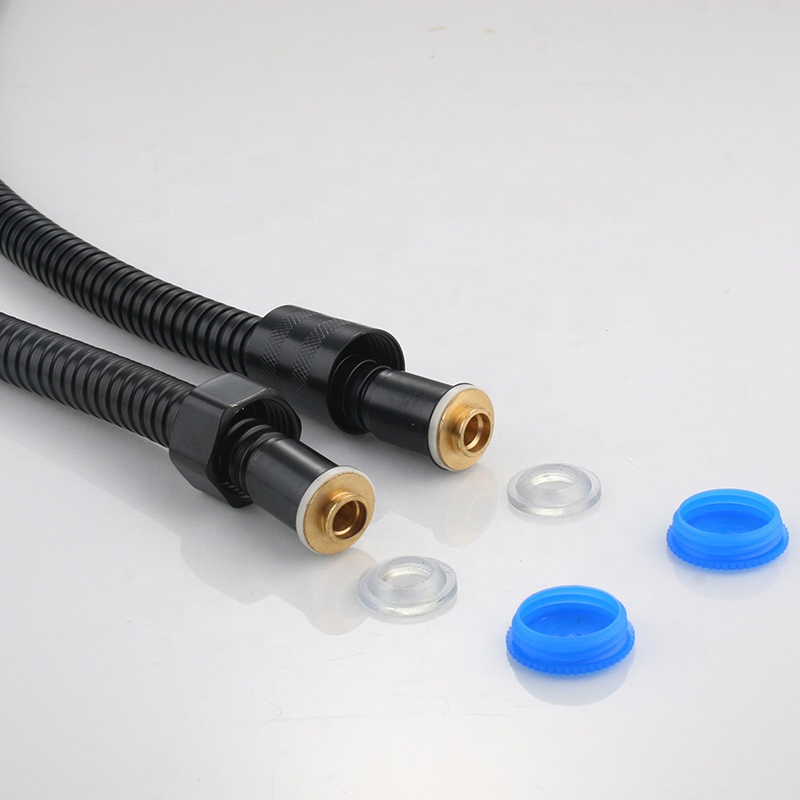 Black Stainless Steel 304 Shower Hose Electroplated Encrypted Tube Shower Head High Pressure Metal Shower