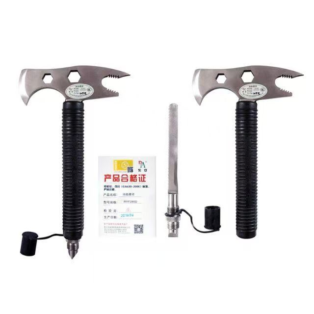 China Supplier Fire Fighter Axe Fireman Rescue Survival Hardness Fire Hatchet Waist Axe Safety Axe with Non-Slip Rubber Handle