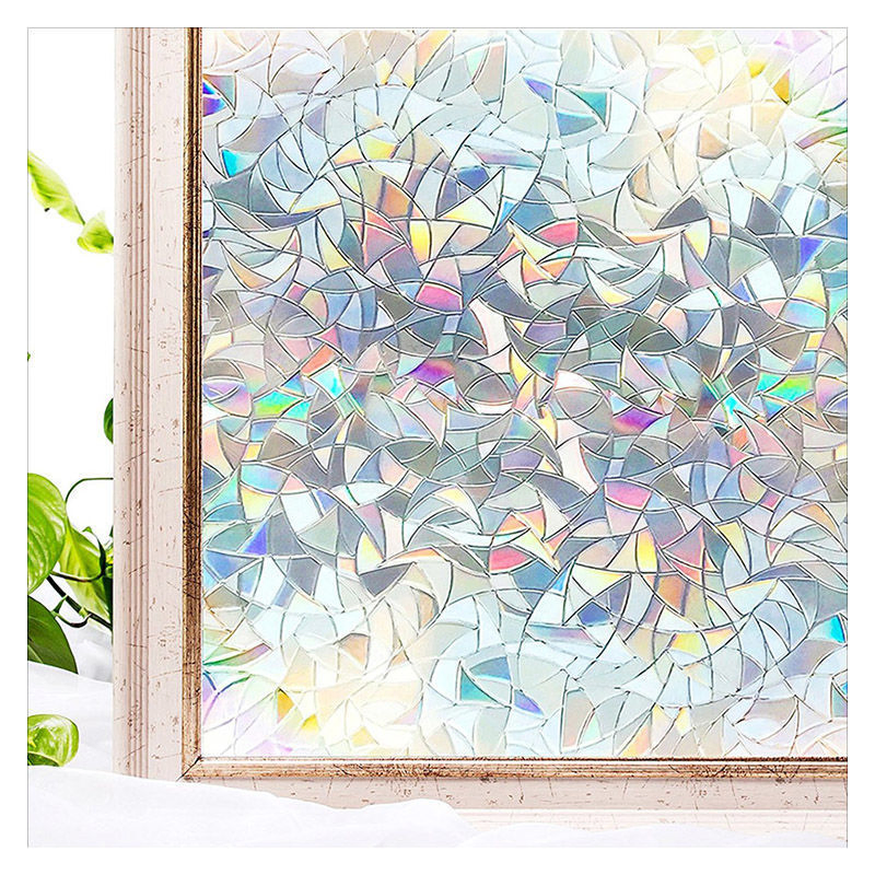 Removable Glue Free 3D Decorative Stained Glass Window Privacy Film for Door Window Covering Sun Blocking
