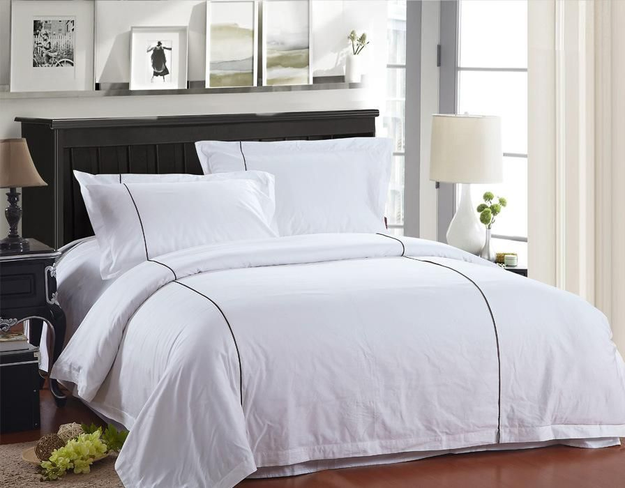 High Quality 100% Cotton Luxury White Hotel Embroidery Bedding Set